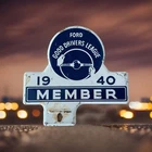 Vintage 1940 FORD Good Driver League Car License Plate Porcelain Tag TOPPER