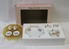 Vintage Child  s Toy China Tea Set 10 Pc Floral/Flowers - Tea Pot/Sugar/Cream/Cup