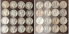 16 Different Mercury Dimes As Pictured. Full Dates And MM Better Dates - FreeShp