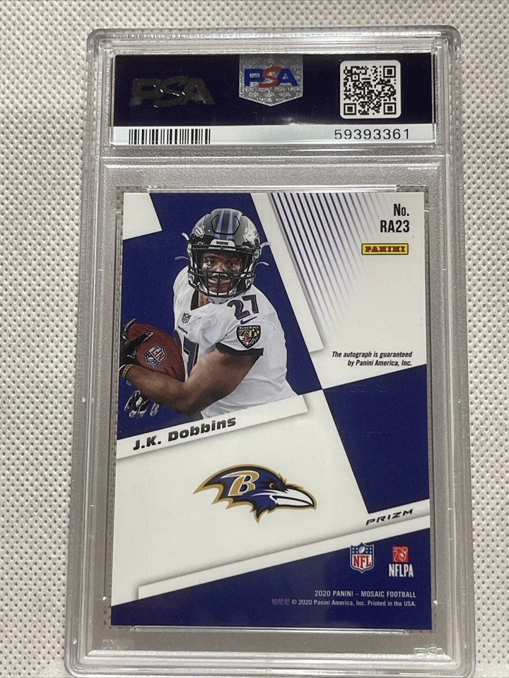 2020 Panini Mosaic - JK Dobbins - Fusion Red RC AUTO #RA23 PSA 10 🔥🔥 - Image 2 of 2