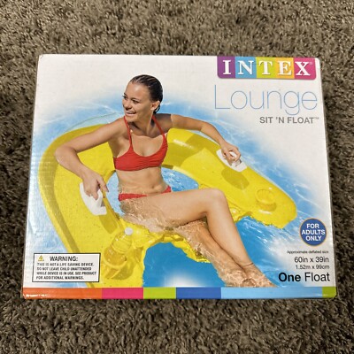 New SEALED 2012 Intex Lounge Sit N Float Two Built In Cup Holders & Handles