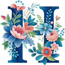 30 Custom Flowered Letter H Personalized Address Labels