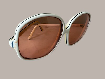 VTG Safilo White Frame Blue Stripe Oversize Sunglasses Italy  display picture 3