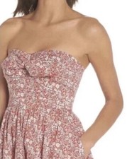 202 J. CREW +Liberty print tie front strapless dress 6