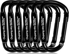 6PCS Carabiner Clip - Heavy Duty Iron Carabiners 800lbs 2.5inch, Black