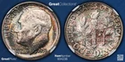 1956 TONED Roosevelt Dime NGC MS 66 FT MS66FB Toning Silver Coin 10C