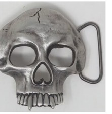 Vintage Vampire Skull Satin Belt Buckle - Vintage Vampire Skull Buckle