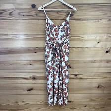 Free People Jumpsuit 6 Sleeveless Hot Tropics Print Cropped Button Up Midi B63