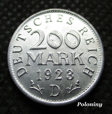 OLD COIN OF GERMANY 200 MARK 1923 D MUNICH (WEIMAR REPUBLIC) UNC