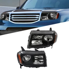Pair Headlight Assembly For Honda Pilot 2012-2015 Halogen Black Left+Right Side