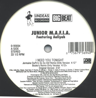 Junior M.A.F.I.A. Featuring Aaliyah - I Need You Tonight (12'', Maxi) (Very Good 