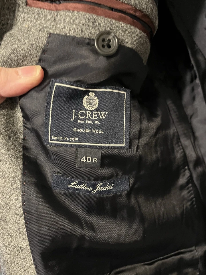 J Crew Ладлоу Blazer мужской 40 R серый йоркширский твид 100% шерсть - Изображение 3 из 4