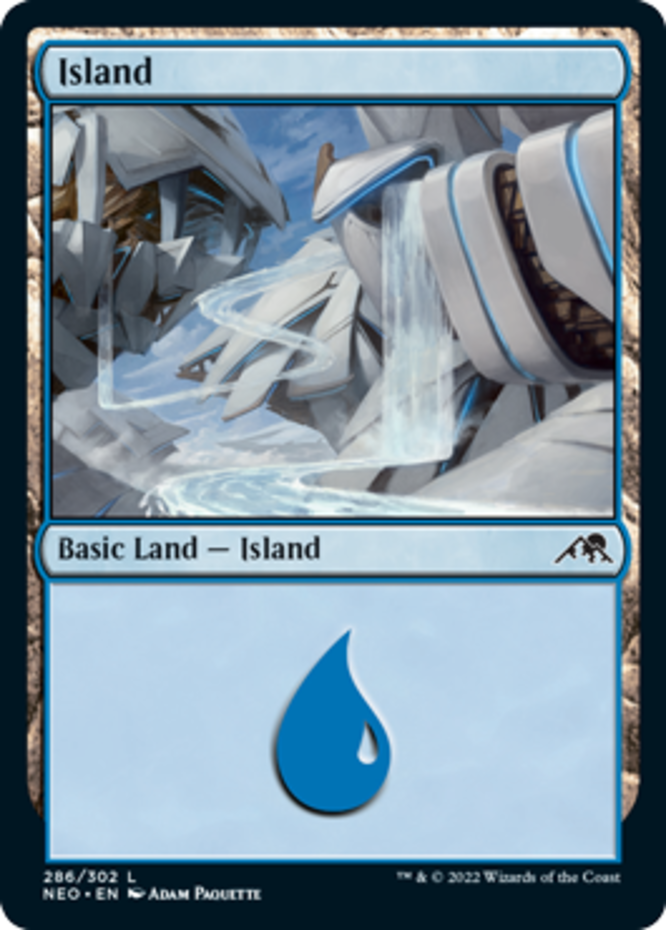 MTG-4x-Near Mint, English-Island (286) - Foil-Kamigawa: Neon