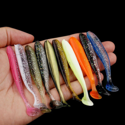 30PCS Fishing Soft Plastic Lures Paddle Tail Shad Worm Bait