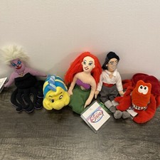 Disney The Little Mermaid Ariel Eric Ursula Flounder Sebastian NWT Bean Bag