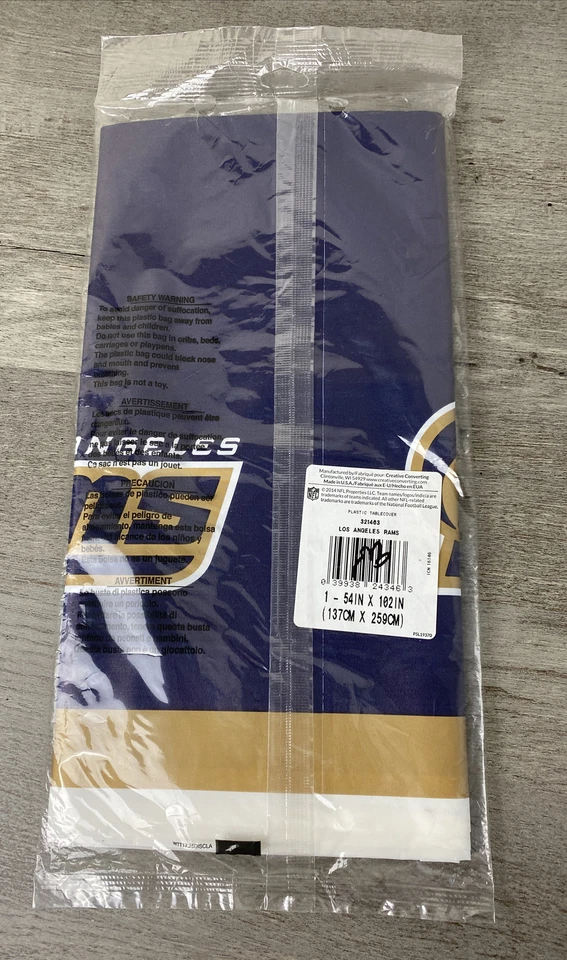 Los Angeles Rams Football Rectangle Plastic Party Tablecover Size 54" x 102” - Image 2 of 4
