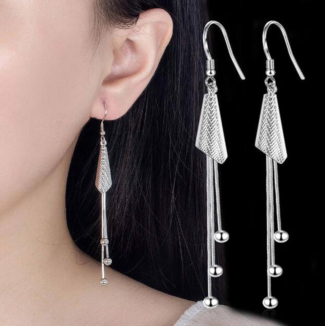 Silver sale tassel earrings