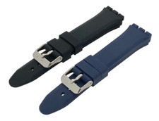 Black or Blue 19mm Rubber Silicone Watch Strap For Swatch Irony Chrono Watch