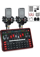 Audio Mixer with Sound Card, Two 3.5mm Studio Condenser Microphone and G3 Aud...