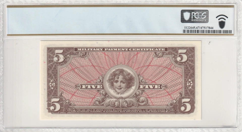 US Military Payment Certificate $5 Dollars Series 661, PCGS 67 PPQ - Image 2 of 3