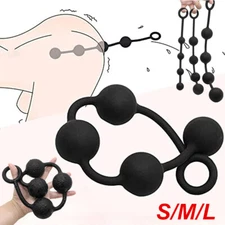 Anal Chain Plug Unisex Large Big Silicone Beads Play Pull Ring Ball Men Women US