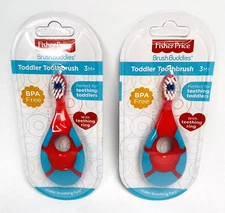 Fisher-Price Brush Buddies Toddler Toothbrush With Teething Ring 2 pack
