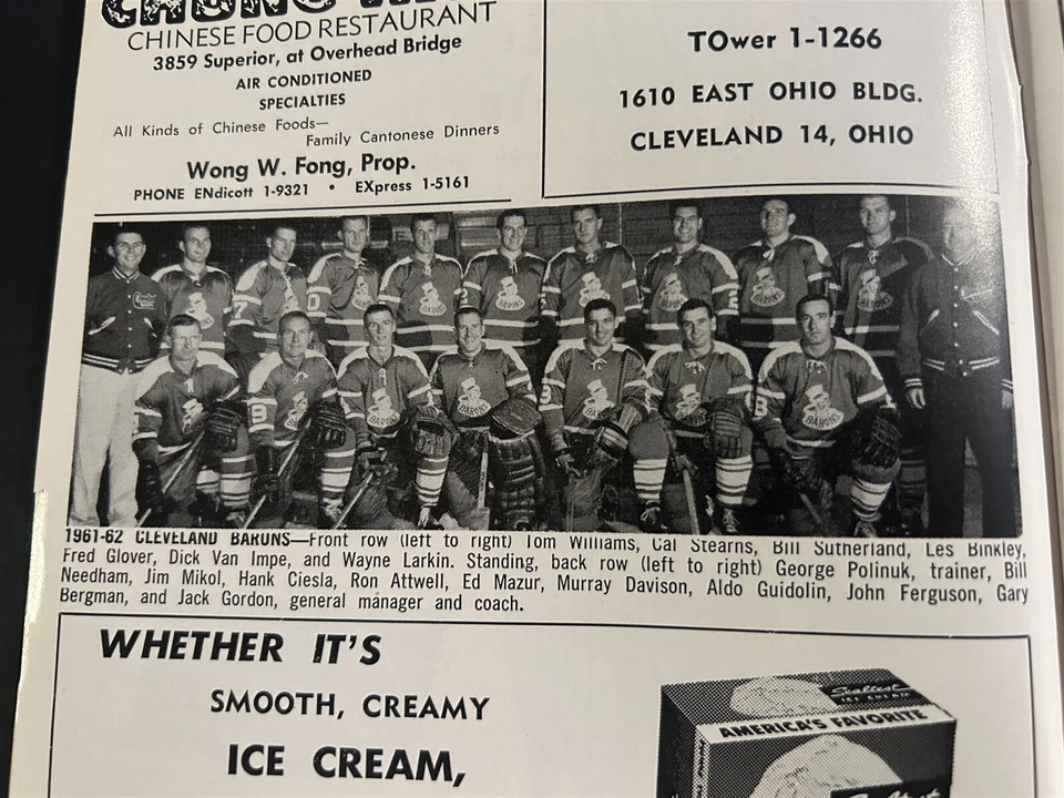 1963 CLEVELAND BARONS Pittsburgh Hornets Program AHL BILL NEEDHAM Fred GLOVER - Image 2 of 4