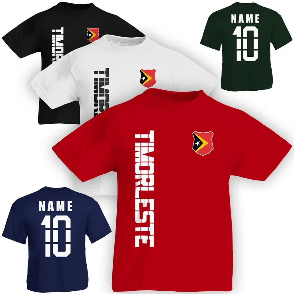 Kinder T-Shirt Trikot Osttimor Timor-Leste inkl. Name & Nummer S M L XL XXL Fuss - Bild 1 von 1