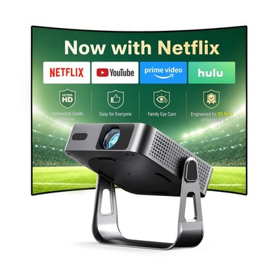 【Officially-Licensed APP & Native 1080P】 Thinnest 1.81'' Smart Mini Projector ...