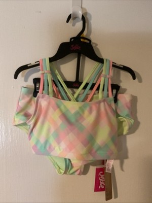 Justice 2 pc Multi Strap Bathing suit L 12/14