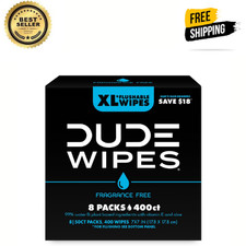 DUDE WIPES XL Flushable Wipes, Mint Chill, 8 ct., 50 Wipes, Total 400 wipes, NEW