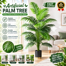 Large Artificial Palm Tree Tropical Fake Plants Green Plastic Palm Leaf