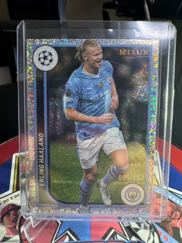 2023-24 Topps Merlin Erling Haaland Speckle Refractor /150 #73 Man City MINT