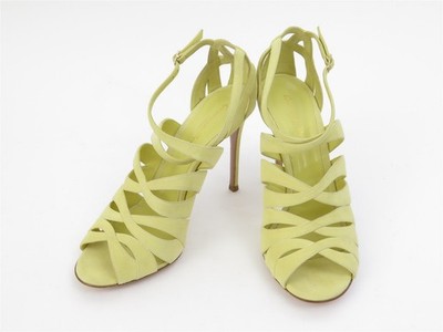 Gianvito Rossi Milano Camoscio Lemon Strappy Suede Heels Size 39 Italy