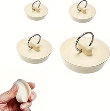 Drain Stopper Set,4 Sizes Bathtub Stopper Rubber Sink Stoppers Set White Stopper