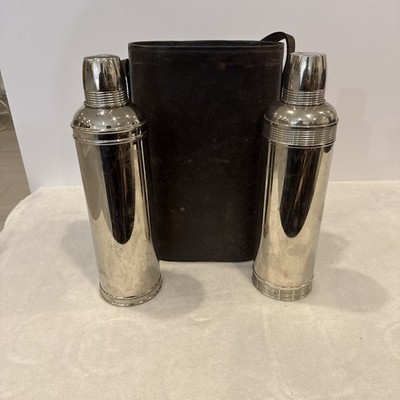 VTG Leather Carrying Case W/ 2 Stainless/ American Thermos