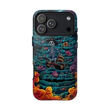 For iPhone / Galaxy / Pixel Embroidered Pirate Skeleton Ship Phone Case