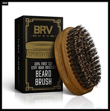 Beard Brush Boar Bristles First-Cut Sandalwood Wood Handle Mens Grooming Firm