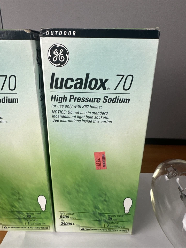 Set Of 2 GE Lucalox 70 - LU70/CP 26426 - High Pressure Sodium Bulbs New In Box - Image 2 of 4