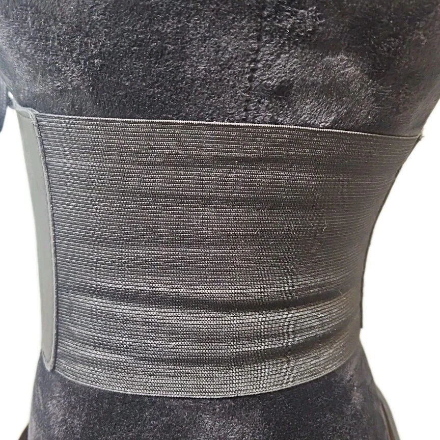 Women's Black Faux Leather Corset Retro Lace-Up Elastic Waist Belt Goth 26"-33" - Image 2 of 4