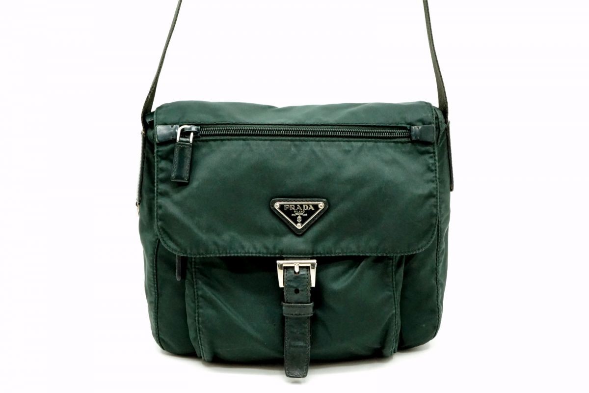 PRADA Mini Shoulder Bag Flap Triangular Logo Plat… - image 1