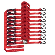 10PK 1"x12' Cam Buckle Motorcycle Tie-Down Straps w/S Hook Soft Loops BS1200LBS