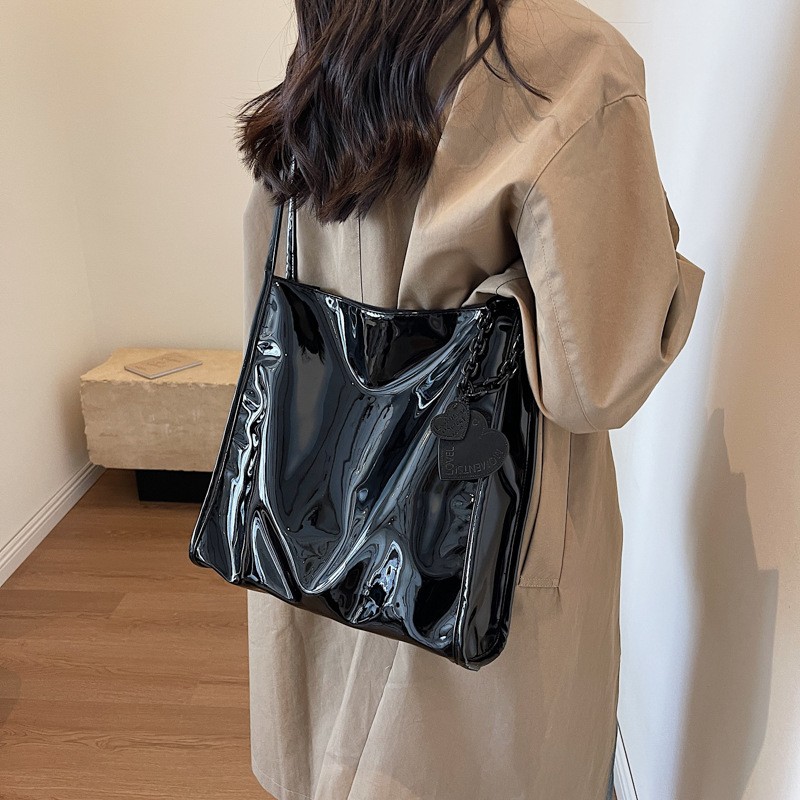 Women Patent Leather Fashion Shoulder Bag Vintage Casual Tote Handbags