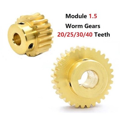 Module 1.5M Brass Worm Gear Wheel 20/25/30/40T Teeth Worm Gears Bore 8-20mm