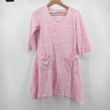 Fresh Produce Dalia Pink Paisley Print 3/4 Sleeve Cotton Dress Pockets USA