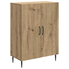 Buffet Artisan Chêne 66x34,5x89,5cm Bois d'Ingénierie avec Pieds Métal Noir Étagère