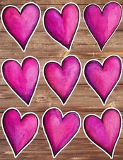 Magenta Heart Die Cut Vinyl Stickers Set Scrapbooking Laptop Waterbottle