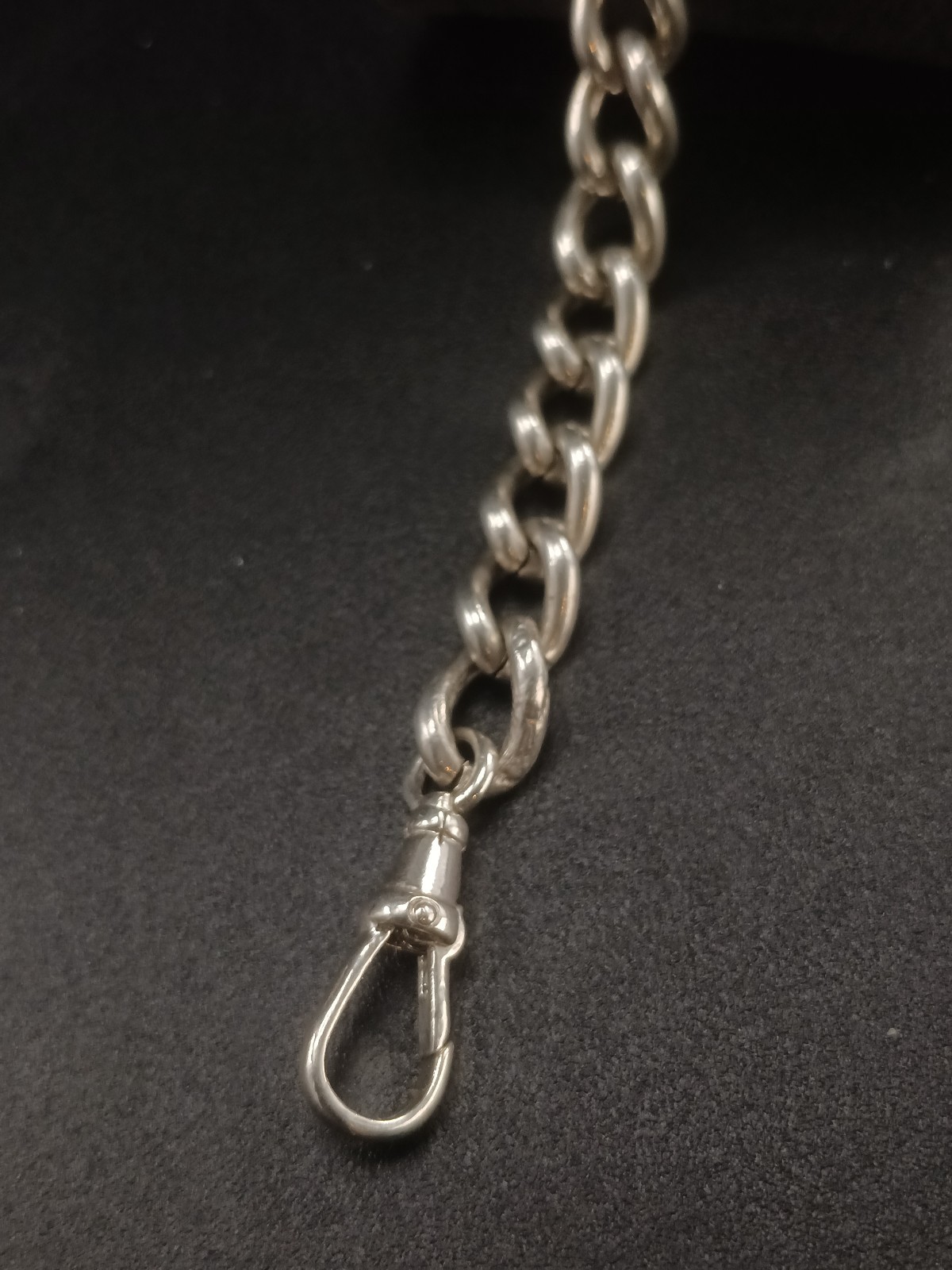 Antique Mens Sterling  Curb Bracelet Albert Clasp Lion links 8" 22.7g image 2