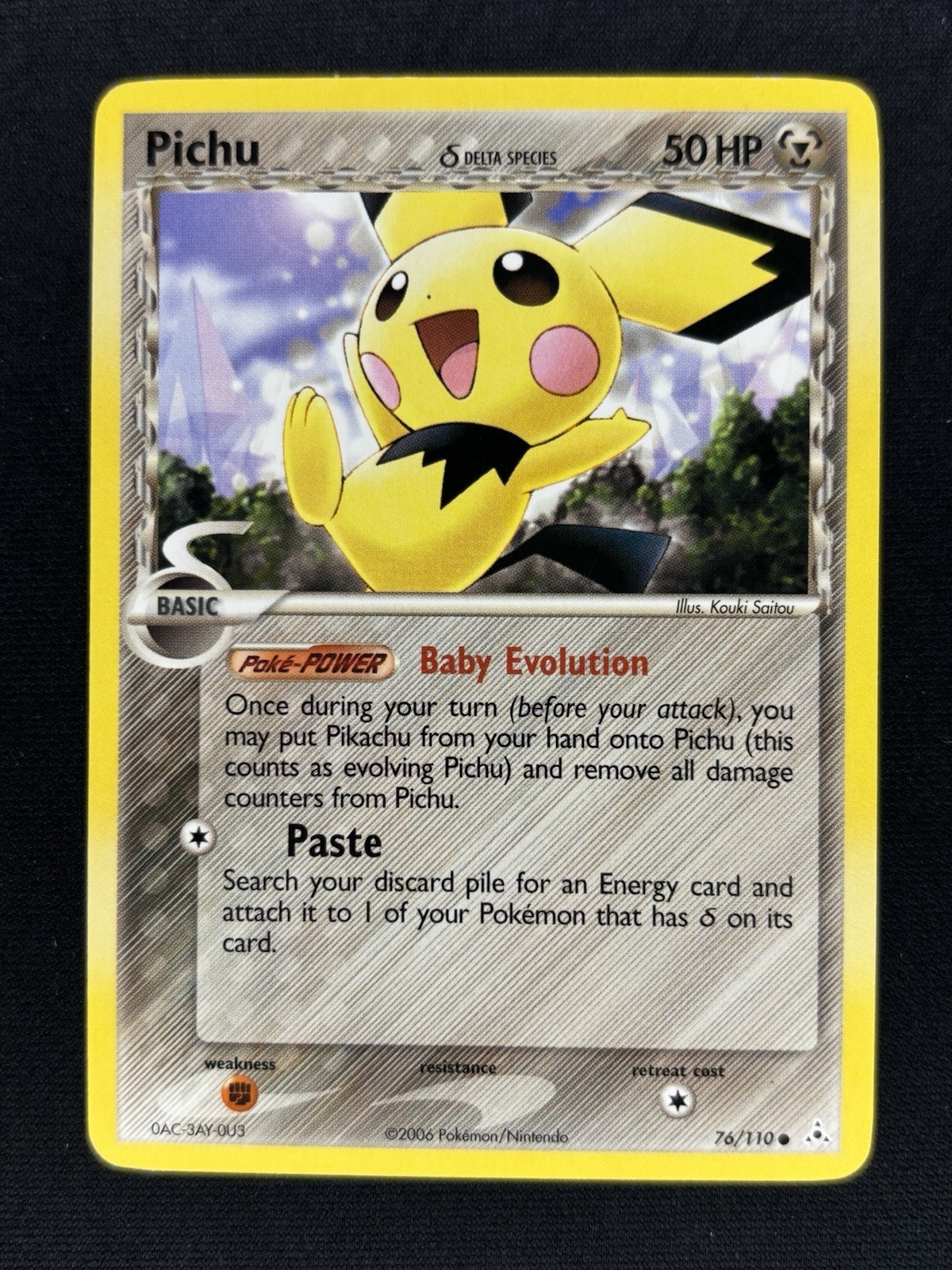 Pichu 76/110 - Holon Phantoms Delta Species Non-Holo Pokemon Card - MP/LP