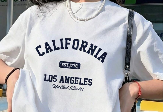 Camiseta manga corta con estampado Los Angeles